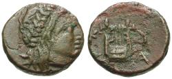Ancient Coins - Kyrenaica. Kyrene. Kings of Kyrene. Magas (276-250 BC) Æ16 / Lyre