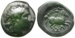 Ancient Coins - Kings of Macedon. Philip II (359-336 BC) Æ18 / Youth on Horseback