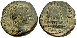 Ancient Coins - Antoninus Pius (AD 138-161). Commagene. Zeugma Æ19 / Temple with Sacred Grove