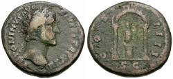 Ancient Coins - Antoninus Pius (AD 138-161) Æ As / Shrine