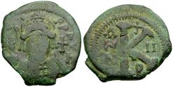Ancient Coins - *Sear 380* Byzantine Empire. Justin II (AD 565-578) Æ Half Follis