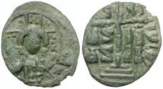 Ancient Coins - *Sear 1823* Byzantine Empire. Anonymous. Contemporary imitation. Class B &#198; Follis / Portrait of Christ