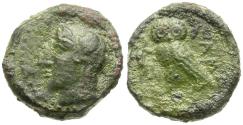 Ancient Coins - Sicily. Kamarina Æ Tetras / Owl