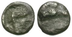 Ancient Coins - Caria. Halikarnassos AR Hemiobol / Ram's Head