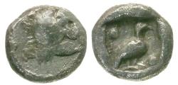 Ancient Coins - Caria. Mylasa AR Tetartemorion / Bird