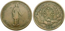 World Coins - Canada. Province of Canada. Bank of Quebec Æ 2 Sous (Penny) Token