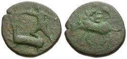 Ancient Coins - Tauric Chersonesos. Chersonesos. Imitative Æ18 / Artemis Spearing Stag