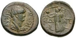 Ancient Coins - Nero (AD 54-68). Pamphylia. Side Æ19 / Athena