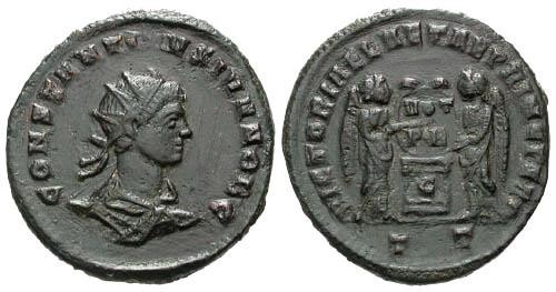 Ancient Coins - EF/aEF Constantine II AE Radiate Bust AE3 / Victories with shield