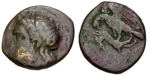 Ancient Coins - gF/gF Sicily Akragas &#198;18 / Zeus / Eagle with Hare