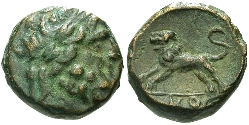 Ancient Coins - VF/EF Pisidia Komana AE14 / Lion