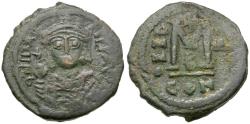 Ancient Coins - *Sear 494* Byzantine Empire. Maurice Tiberius (AD 582-602) Æ Follis