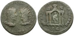 Ancient Coins - Trebonianus Gallus (AD 251-253) with Volusian. Coele. Antioch Æ30 / Shrine