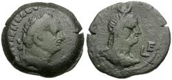 Ancient Coins - Vespasian (AD 69-79). Egypt. Alexandria Æ Diobol / Isis