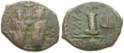 Ancient Coins - *Sear 383* Byzantine Empire. Justin II (AD 565-578) with Sophia Æ Decanummium