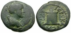 Ancient Coins - Lydia. Hierocaesarea. Pseudo-autonomous Æ15 / Altar