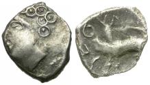 Ancient Coins - Ancient France. Celtic Gaul. Sequani Tribe AR Quinarius / Boar