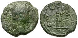 Ancient Coins - Hadrian (AD 117-138) Æ Quadrans / Three Standards