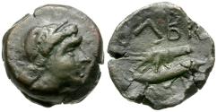 Ancient Coins - Sarmatia. Olbia Æ17 / Eagle on Dolphin