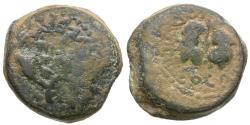 Ancient Coins - Judaea. Hasmonean. Mattathias Antigonus (40-37 BC) Æ 8 Prutot / Double Cornucopia