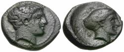 Ancient Coins - Thessaly. Phalanna Æ16 / Nymph