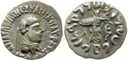 Ancient Coins - Kings of Baktria. Apollodotos II Soter Philopator Megas (80-65 BC) AR Drachm