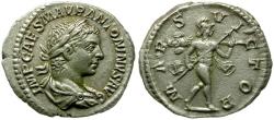 Ancient Coins - Elagabalus (AD 218-222) AR Denarius / Mars