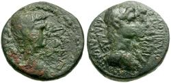 Ancient Coins - Gaius (Caligula) (AD 37-41). Lydia. Philadelphia. Magistrate: Melanthos, priest of Germanicus &#198;17 / Dioscuri