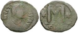 Ancient Coins - *Sear 62* Byzantine Empire. Justin I (AD 518-527) Æ Follis