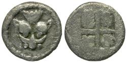 Ancient Coins - Macedonia. Akanthos AR Obol / Lion