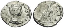 Ancient Coins - Julia Domna (AD 193-217) AR Denarius / Pudicitia