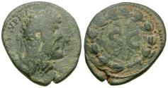 Ancient Coins - Lucius Verus (AD 161-169). Seleucis and Pieria. Antioch Æ26 / Wreath