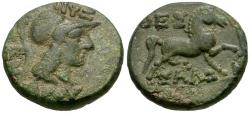 Ancient Coins - Thessaly. Thessalian League. Nyssandros, magistrate &#198;18 / Horse
