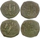 Ancient Coins - *Sear 805* Byzantine Empire. Heraclius (AD 610-641) Æ Follis / Unique overstriking on both sides