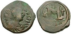 Ancient Coins - *Sear 198* Byzantine Empire. Justinian I (AD 527-565) Æ Follis