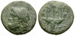 Ancient Coins - Sicily. Syracuse Fifth Democracy Æ14 / Trident