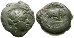 Ancient Coins - Gaul. Massalia. Celtic Imitative Æ14 / Bull
