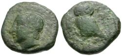 Ancient Coins - Sicily. Kamarina AE Onkia / Owl