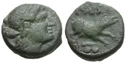 Ancient Coins - Lucania. Paestum (Poseidoneia). Time of the Second Punic War Æ Sextans / Boar