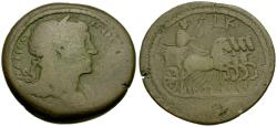 Ancient Coins - Trajan (AD 98-117). Egypt. Alexandria Æ Drachm / Emperor Driving Quadriga