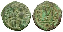 Ancient Coins - *Sear 360* Byzantine Empire. Justin II (AD 565-578) &#198; Follis