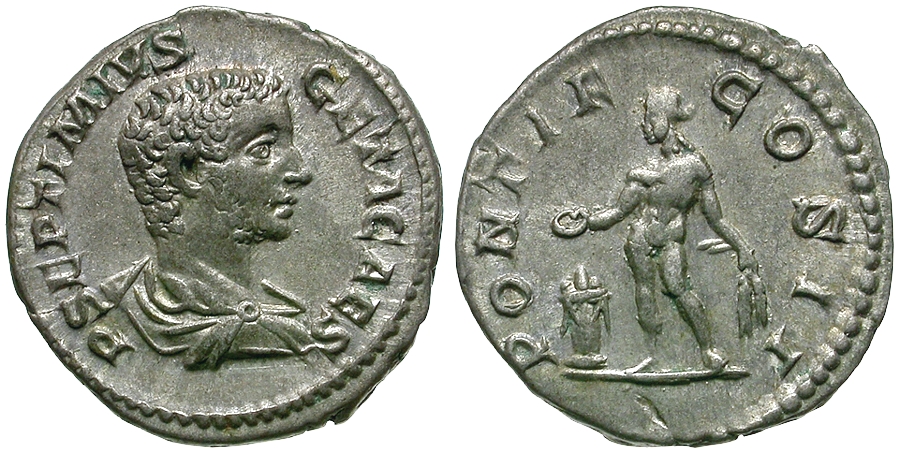 Geta, as Caesar (AD 198-209) AR Denarius / Genius | Roman Imperial