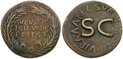 Ancient Coins - Augustus (27 BC-AD 14). Naevius Surdinus, moneyer &#198; Dupondius