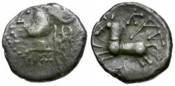 Ancient Coins - Ancient France. Celtic Gaul. Aedui or Lingones Tribe Kaletedou type AR Quinarius
