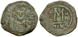 Ancient Coins - *Sear 512* Byzantine Empire. Maurice Tiberius (AD 582-602) Æ Follis