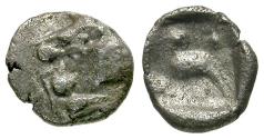 Ancient Coins - Caria. Mylasa AR Tetartemorion / Lion