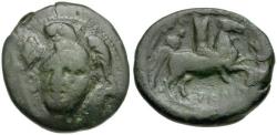 Ancient Coins - Thessaly. Pharsalos Æ21 / Horseman