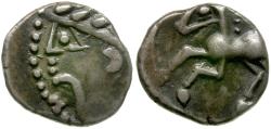Ancient Coins - Ancient France. Celtic Gaul. Aedui or Lingones Tribe Kaletedou type AR Quinarius