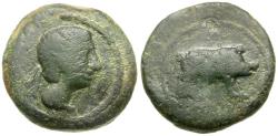 Ancient Coins - Spain. Iberia. Castulo Æ Quadrans / Boar