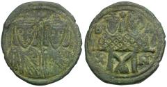 Ancient Coins - *Sear 1586* Byzantine Empire. Leo IV with Constantine VI, Constantine V and Leo III Æ Follis
